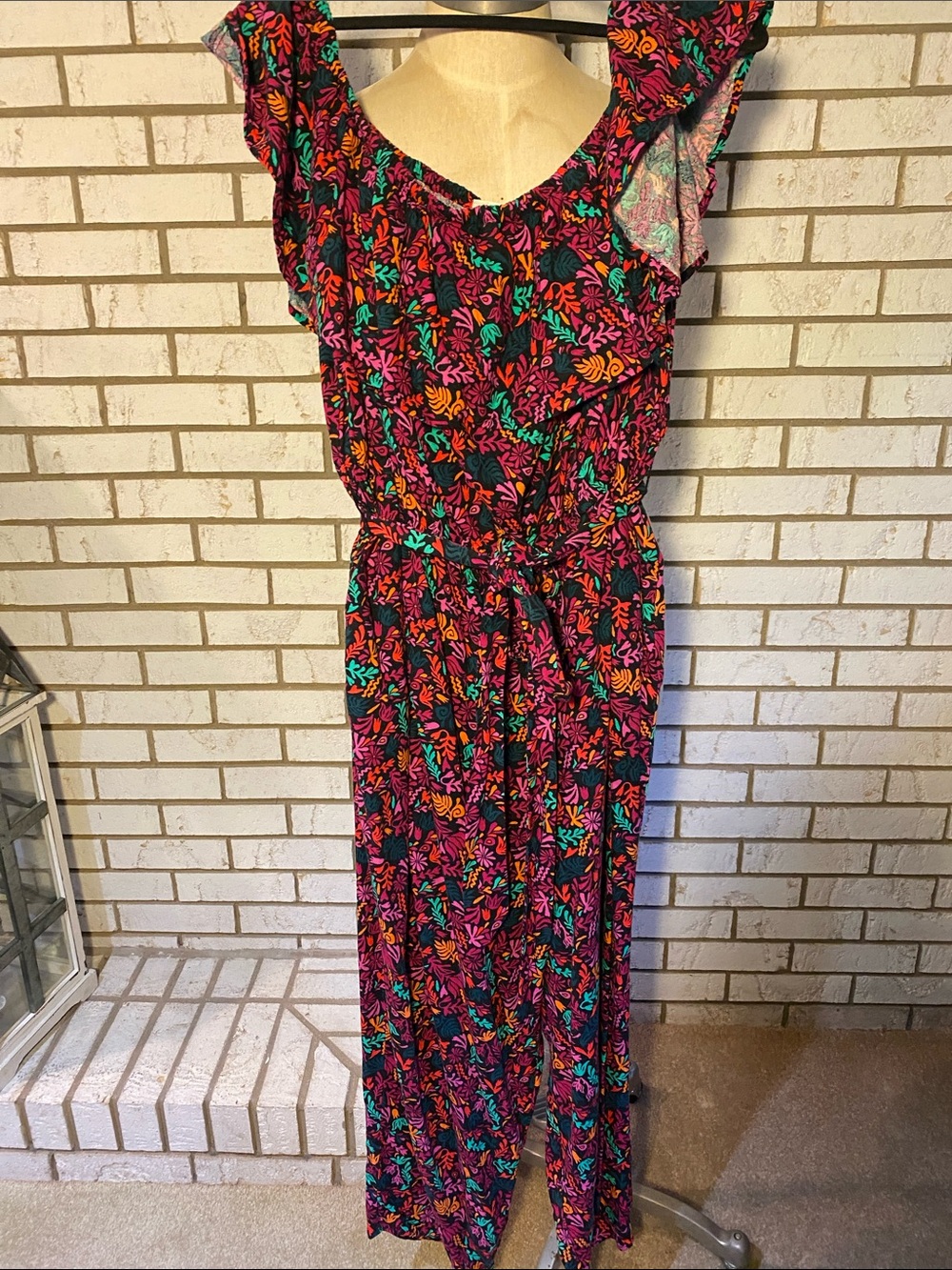 Floral Multicolor Flutter Sleeve jumpsuit - Women